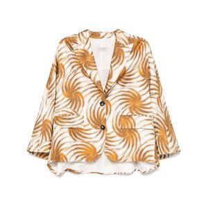 ALBERTO BIANI Contemporary Abstract Swirl Print Relaxed Fit Blazer Women Beige